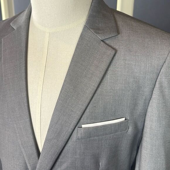 Men’s Gray Suit Jacket Blazer One Button Notched Lapel Size L (38) NWT - Picture 2 of 13